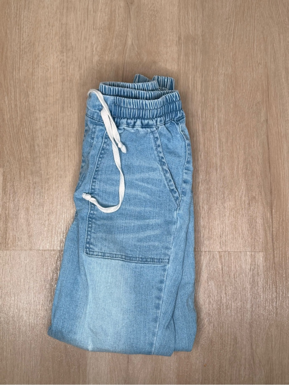 Forever 21 Light Blue Elastic Waist Denim Joggers